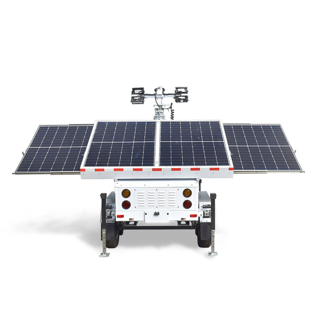 Portable Solar Energy System Solar Supports Surveillance Trailer Outdoor Use