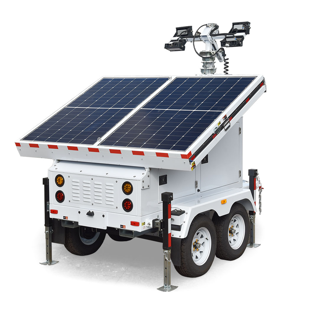 Portable Solar Energy System Solar Supports Surveillance Trailer Outdoor Use