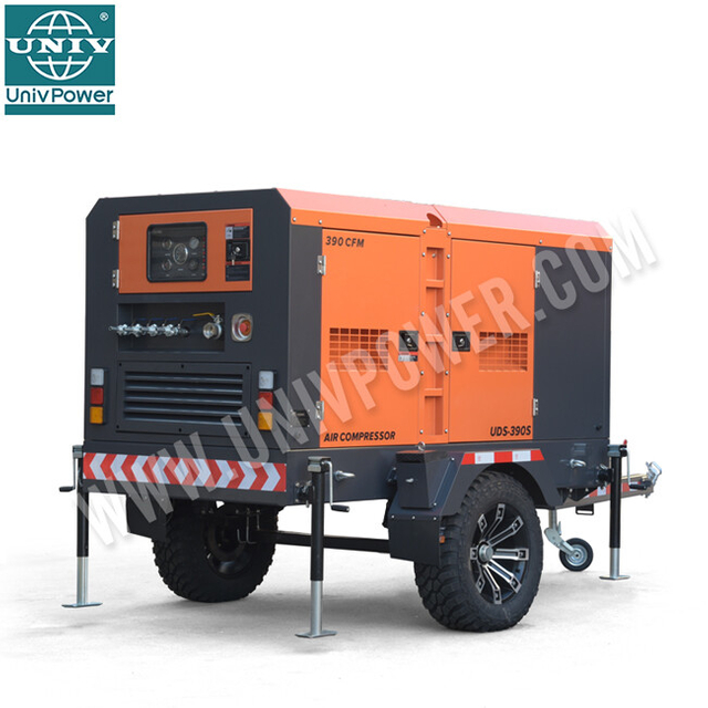390CFM China تصنيع ضاغط الهواء المحمول محرك الديزل لسيناريوهات متعددة باستخدام