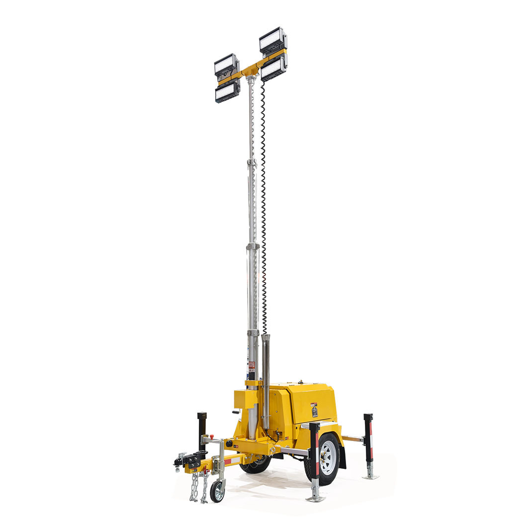 Portable Diesel Generator Trailer Light Tower 1.2KW LED Light Munal Mast
