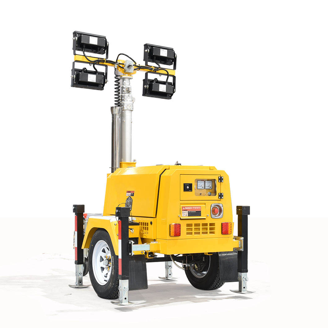 Portable Diesel Generator Trailer Light Tower 1.2KW LED Light Munal Mast